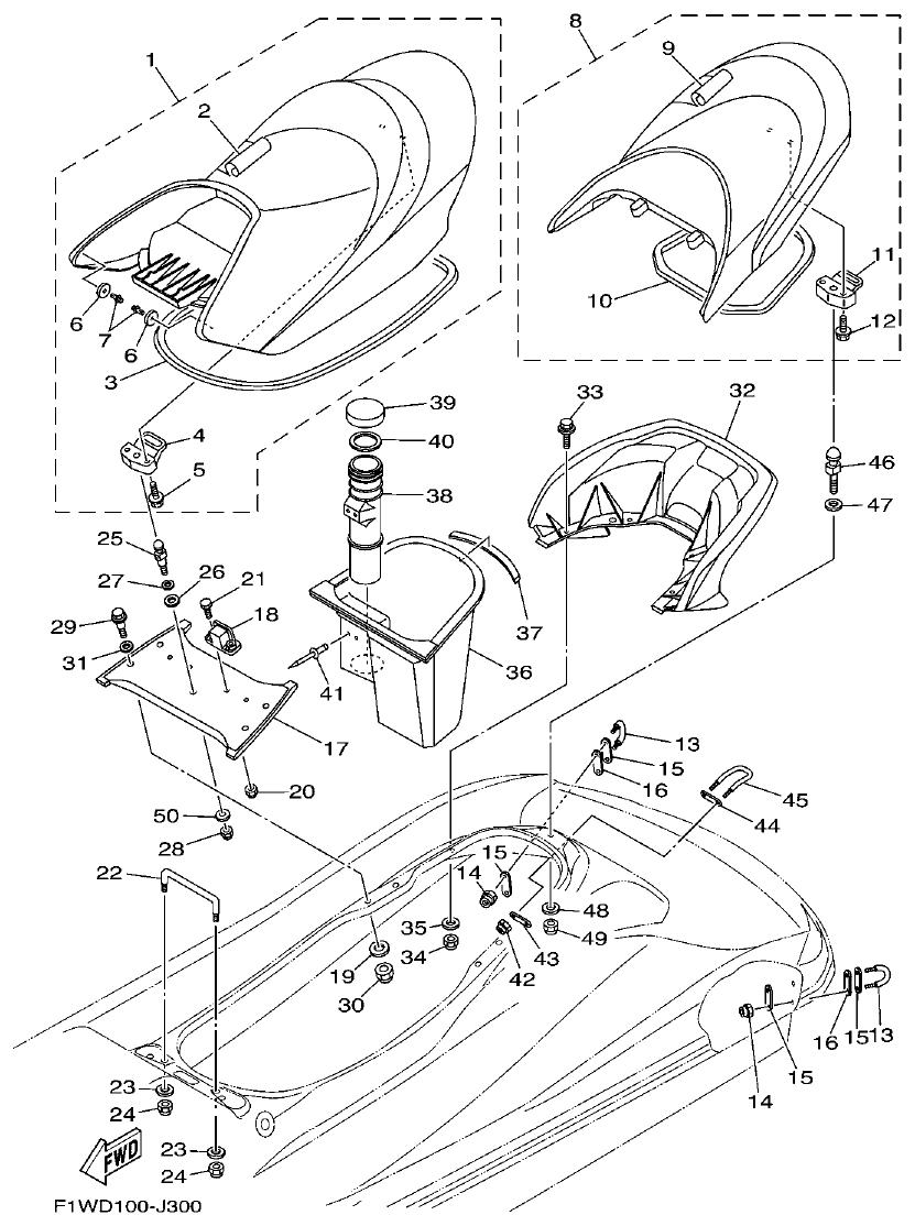 Yamaha F1WM SEAT & UNDER LOCKER parts diagram